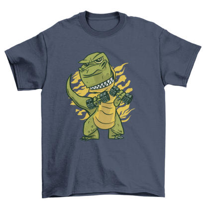 Grappige T-rex in gym t-shirt
