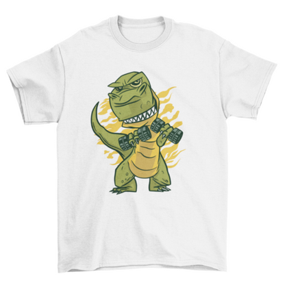 Grappige T-rex in gym t-shirt