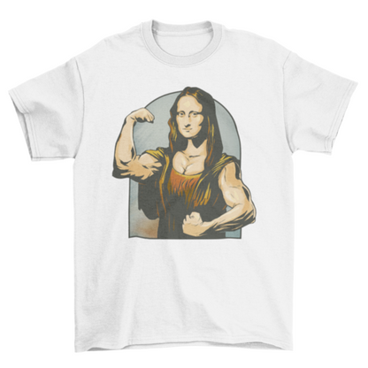 Grappig T-shirtontwerp met een fitnessparodie op een klassiek schilderij