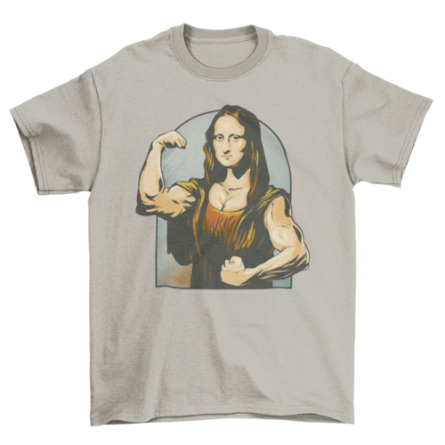 Grappig T-shirtontwerp met een fitnessparodie op een klassiek schilderij