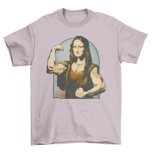 Grappig T-shirtontwerp met een fitnessparodie op een klassiek schilderij