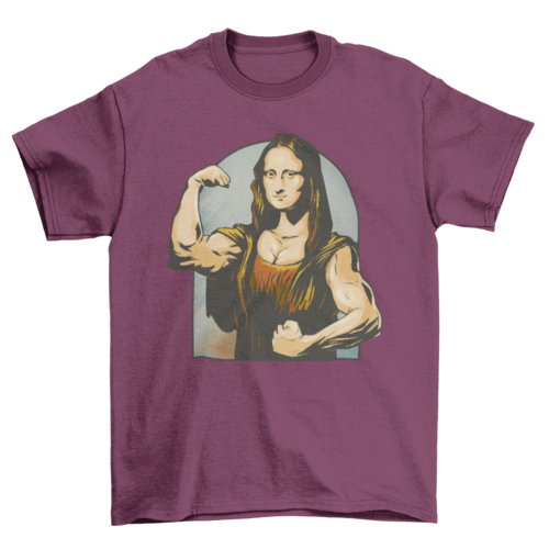 Grappig T-shirtontwerp met een fitnessparodie op een klassiek schilderij