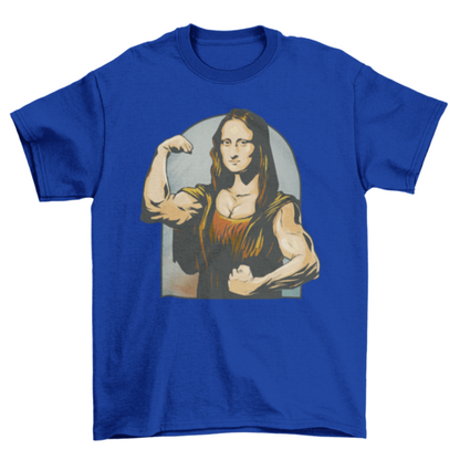 Grappig T-shirtontwerp met een fitnessparodie op een klassiek schilderij