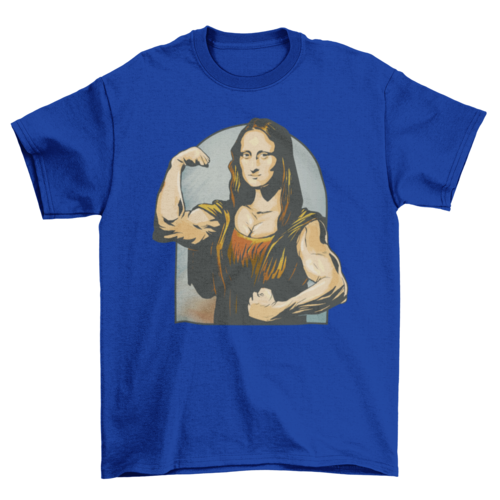 Grappig T-shirtontwerp met een fitnessparodie op een klassiek schilderij