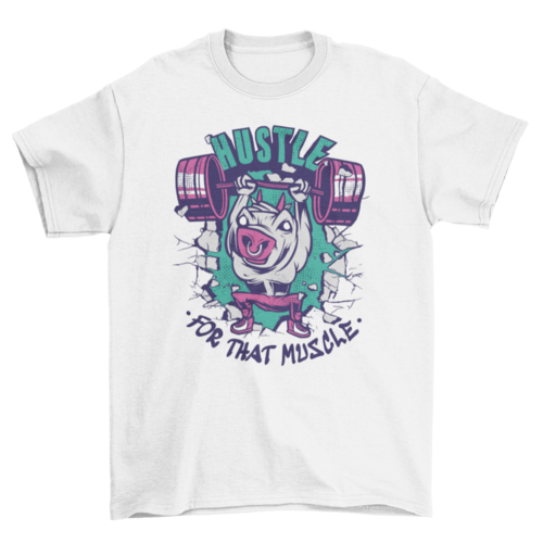 Fitness-varken T-shirtontwerp met sportieve quote