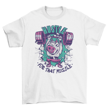 Fitness-varken T-shirtontwerp met sportieve quote